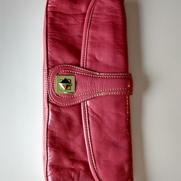 Faux leather Clutch, coral/dark salmon color - Picture 6 of 7